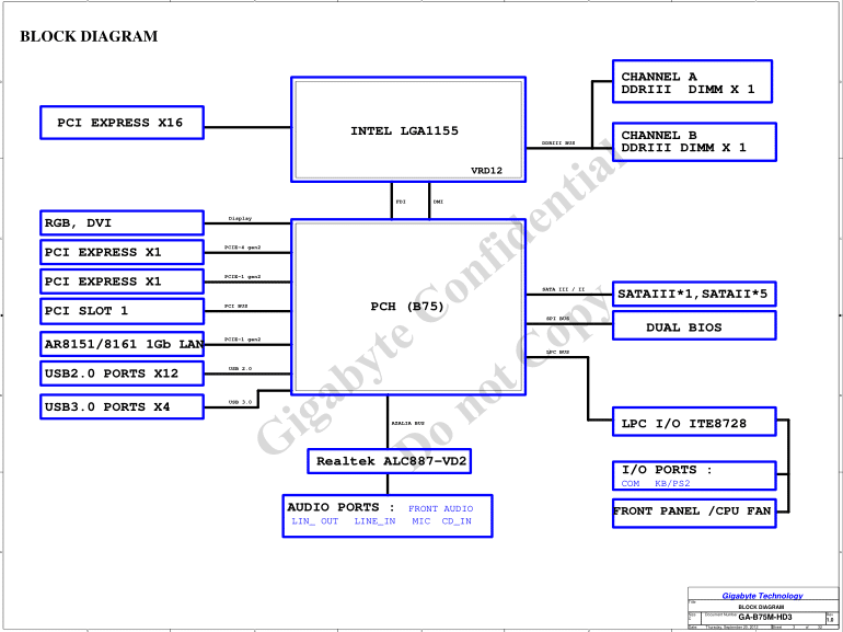 GIGABYTE GA-B75M-HD3 (Rev 1.0) Schematic