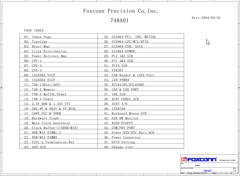 FOXCONN 748A01 (Rev A) Schematic