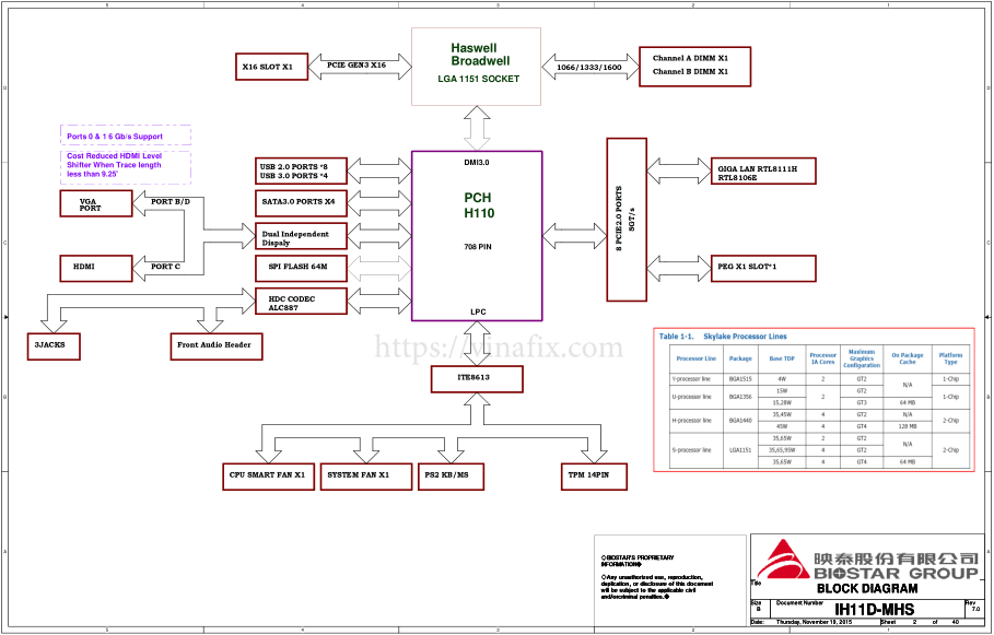 BIOSTAR H110MHV3 (Rev 7.0) Schematic