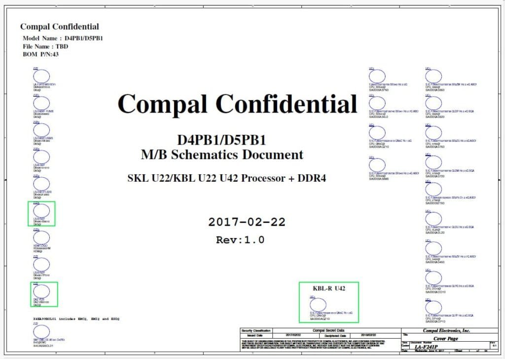 Acer Travelmate (Compal D4PB1 D5PB1) (LA-F241P) (Rev 1.0) Schematic